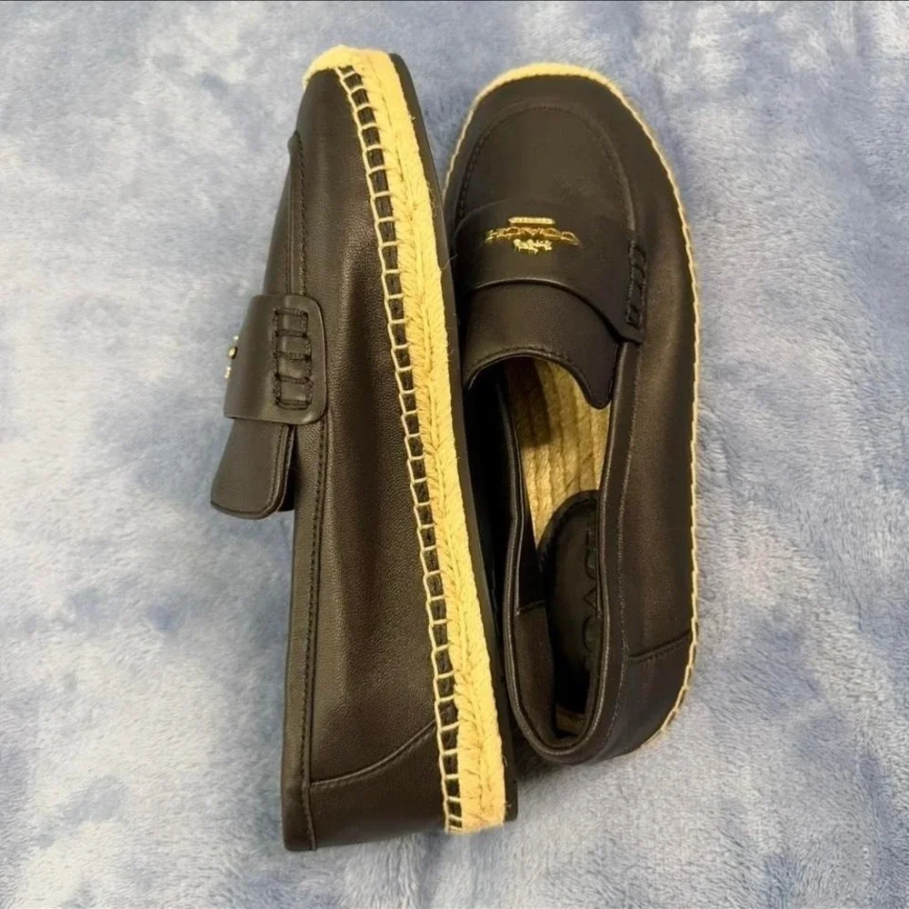 Coach black leather espadrille loafers Size‎ US 5.5 new no box